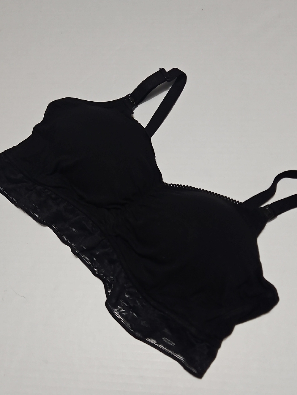 Joyspun Black Lace-Trim Wireless Bra - With Removable Pads Size XXL
